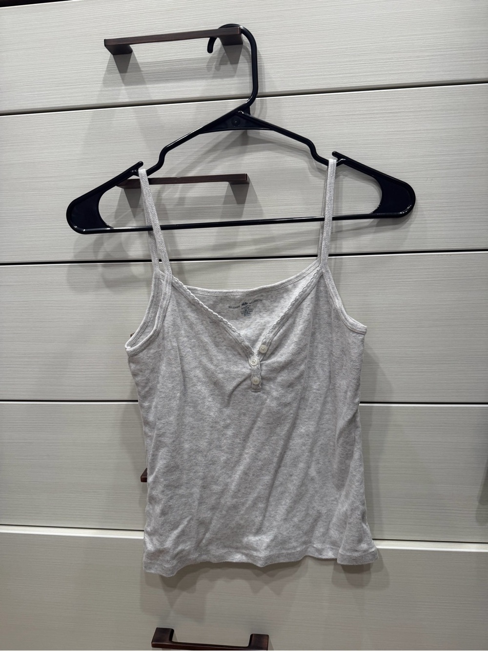 Brandy Melville Light Gray Lace-Trim Henley Cami
